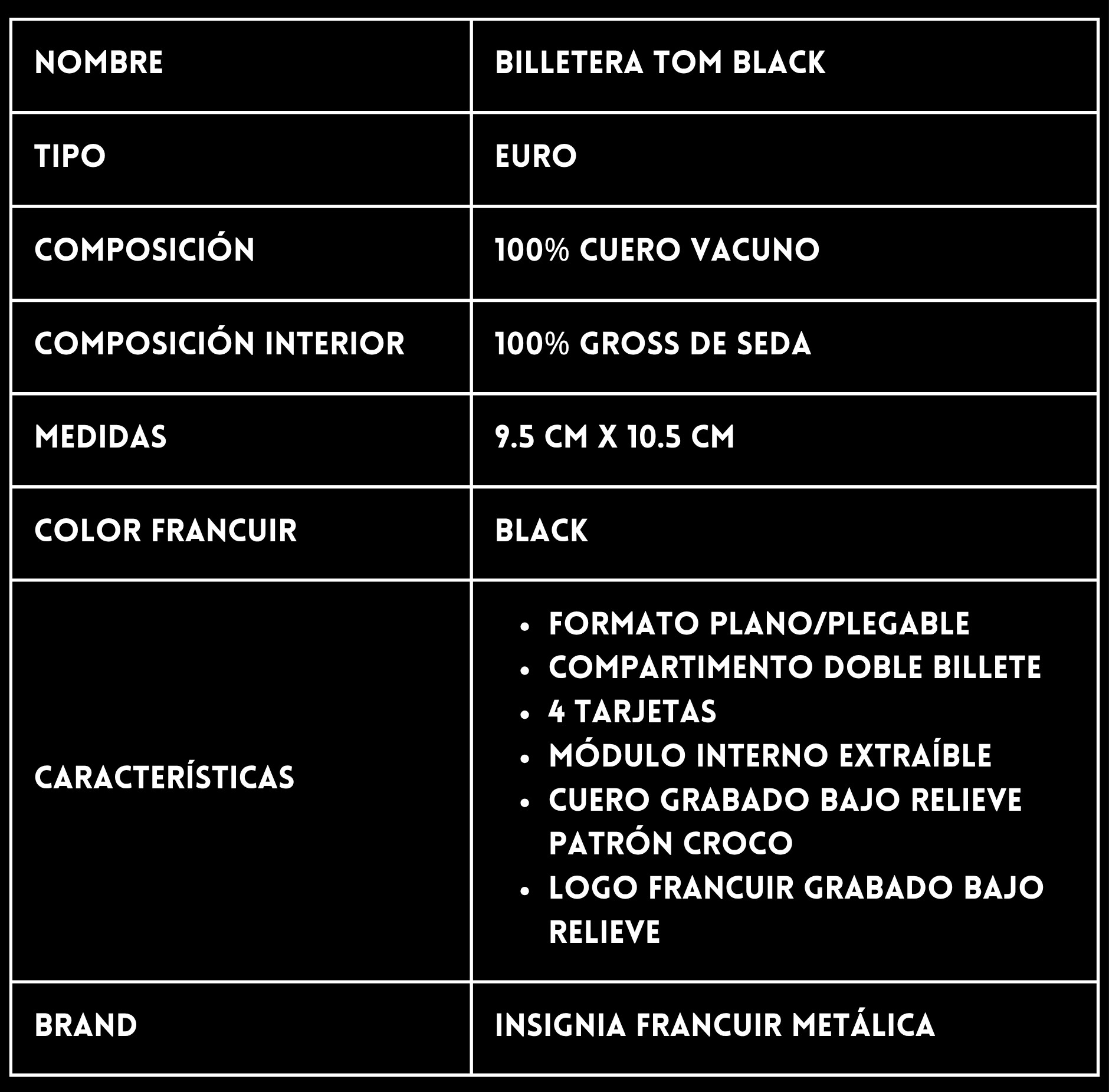 Ficha Billetera de cuero FRANCUIR Tom Black